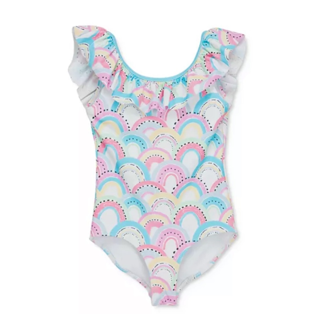 Title:
Sovereign Code Girls Rainbow Ruffle One Piece Swimsuit Size 6 Shelly